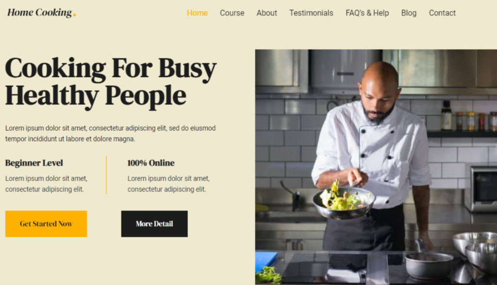 Cooking Website design