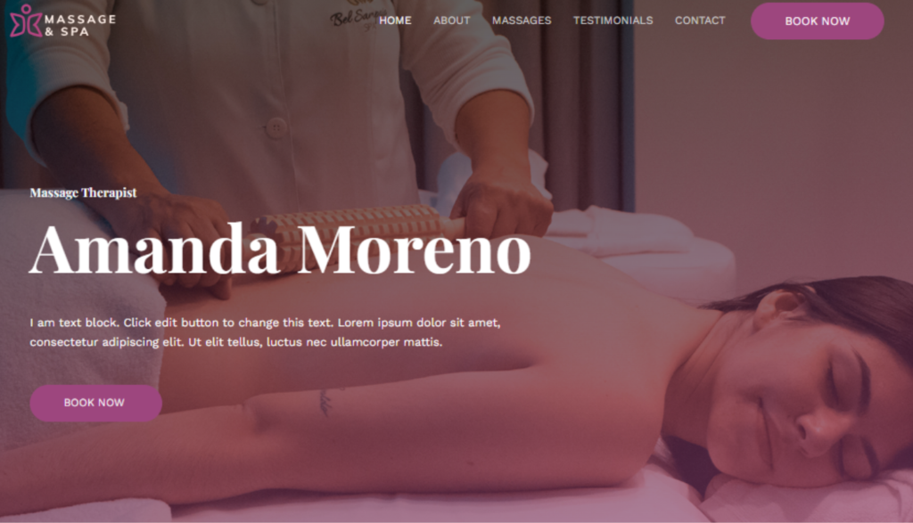 Massage Therapist website design