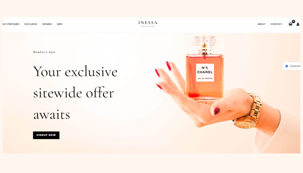 insessa perfumes website design